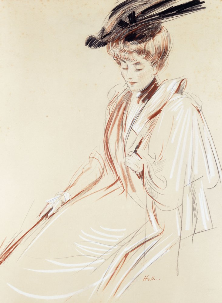 Portret van een dame door Paul Cesar Helleu