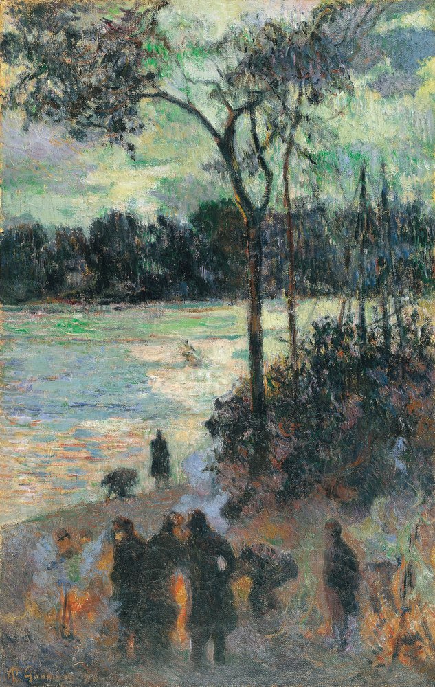 De Brand aan de Rivieroever door Paul Gauguin