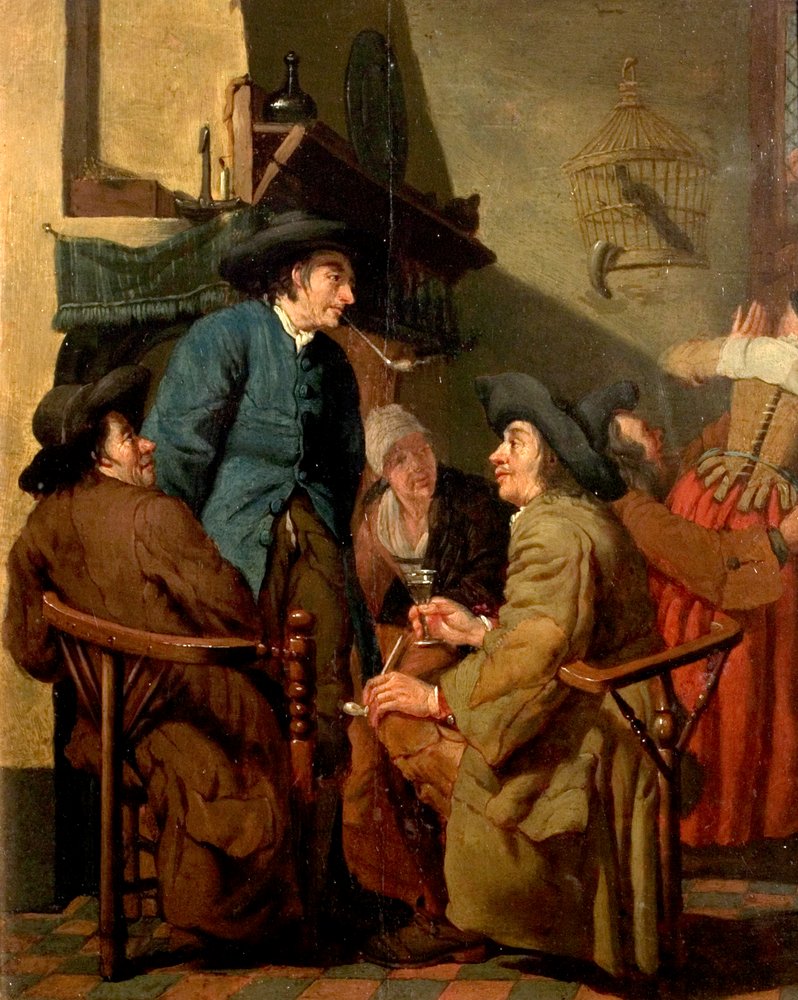 Interieur, figuren rokend door Peter Jacob Horemans