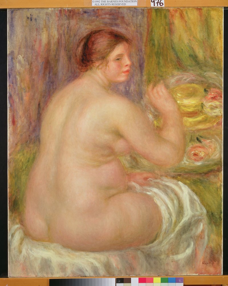 Zittend naakt, de zwangere vrouw door Pierre-Auguste Renoir