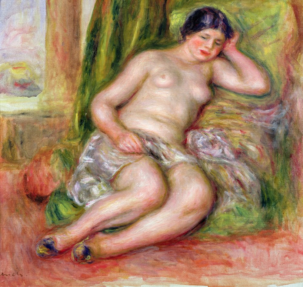 Slapende odalisk, of Odalisk in Turkse pantoffels, ca. 1915-17 door Pierre-Auguste Renoir