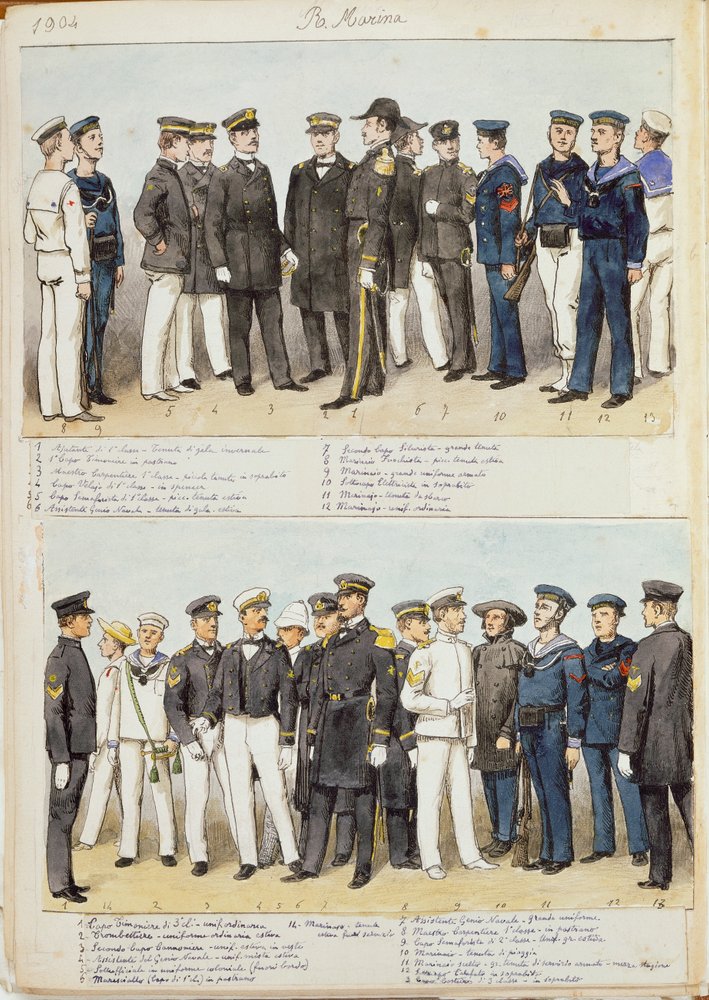 Uniformen van de Koninklijke Marine van het Koninkrijk Italië, kleurenplaat van Quinto Cenni door Quinto Cenni
