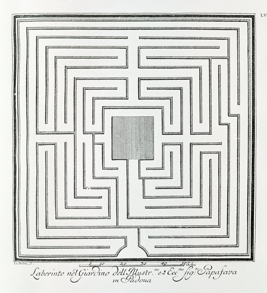 Doolhof van de tuin van Villa Papafava, Padua, uit 