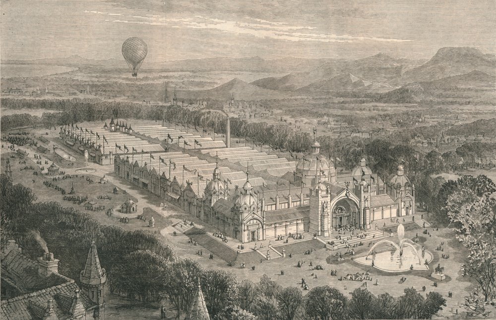 Het gebouw voor de Internationale Industriële Tentoonstelling in Edinburgh, 1886. door Unbekannt