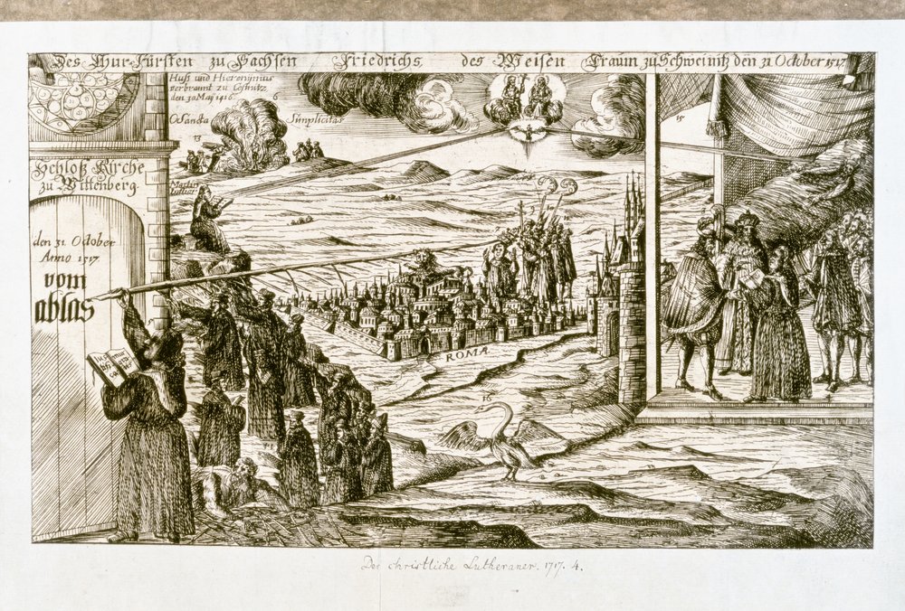 LUTHER Maarten: Allegorische druk van de droom van Frederik de Wijze, prins van Saksen (gravure) door Unknown artist