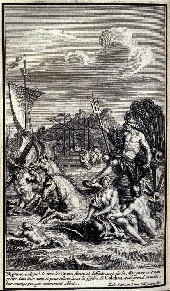 Neptunus, verontwaardigd over het zien van de Griekse krachten en daden ...