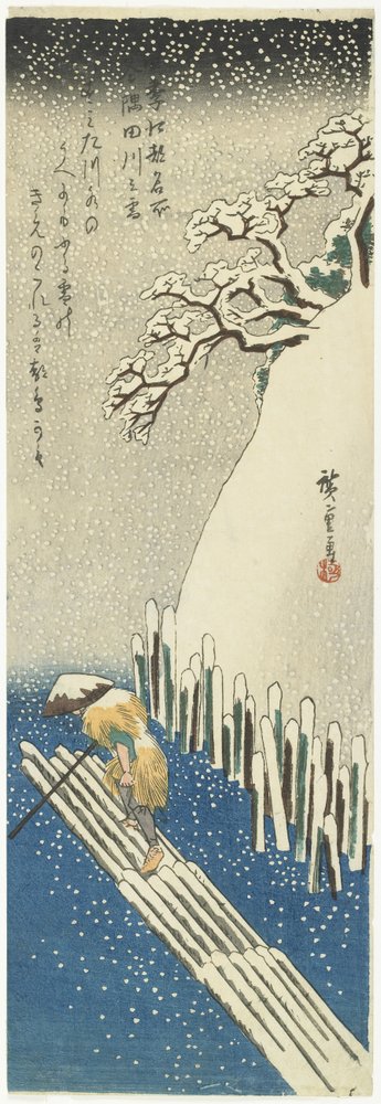 Winter: sneeuw boven de Sumida-rivier, ca. 1834 door Utagawa Hiroshige