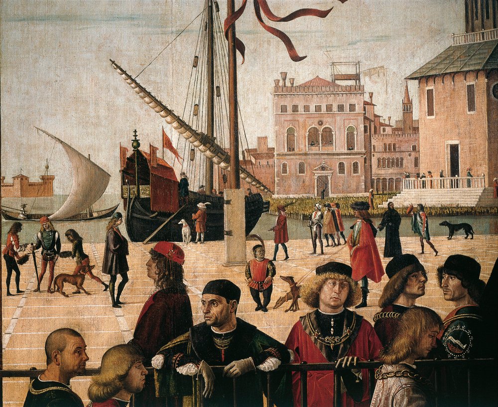 Scènes uit het leven van Sint Ursula (uit Gouden Legende door Jacobus de Voragine) Aankomst van Engelse Ambassadeurs, detail haven door Vittore Carpaccio