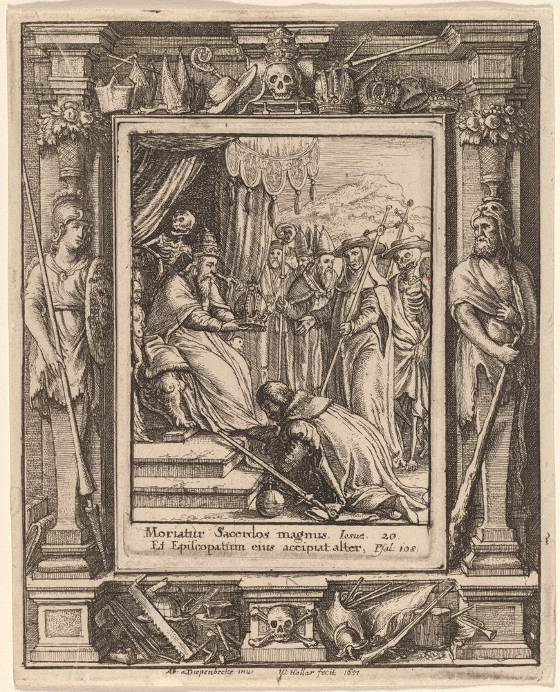 De paus door Wenceslaus Hollar after Hans Holbein the Younger after Abraham van Diepenbeeck