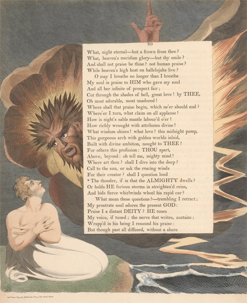 Youngs Nachtgedachten, Pagina 80, De Donder Als daarin de Almachtige Verblijft door William Blake
