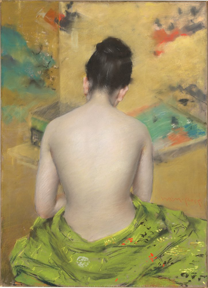 Rug van een naaktfiguur door William Merritt Chase