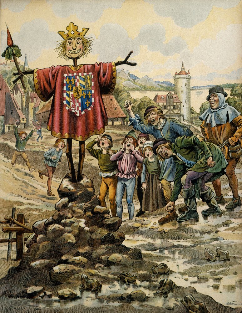 Geschiedenis van Frankrijk in de Middeleeuwen: de inwoners van Dinant maakten een vogelverschrikker met de wapens van de graaf van Charolais (toen Karel de Stoute) die de stad op 25 augustus 1466 bestormde. Illustratie door Jacques Marie Gaston Onfray de B door pseudonym for Jacques Onfroy de Bréville Job