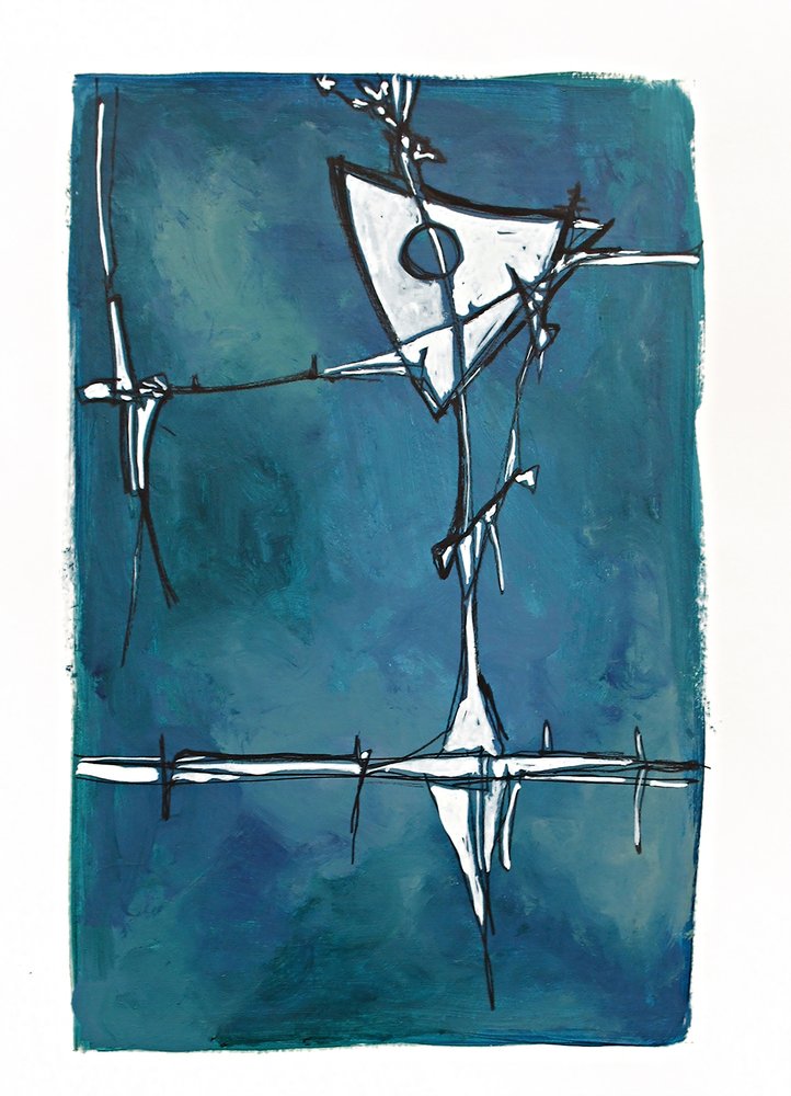 Abstracte blauwe geometrie door Alejandra Winkhaus