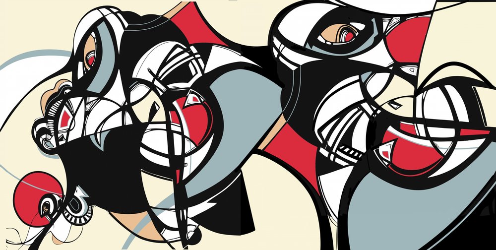 Abstracte kubistische gezichten door Alejandra Winkhaus