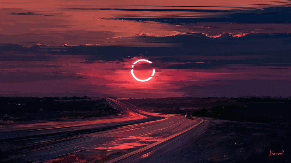 Red Sky Eclipse Drive door Alena Aenami