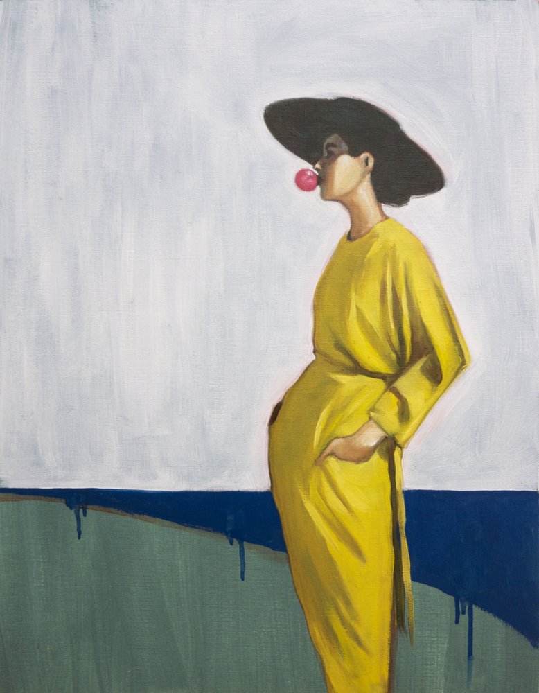 Elegante vrouw in roze bubbeljurk door Alexander Grahovsky