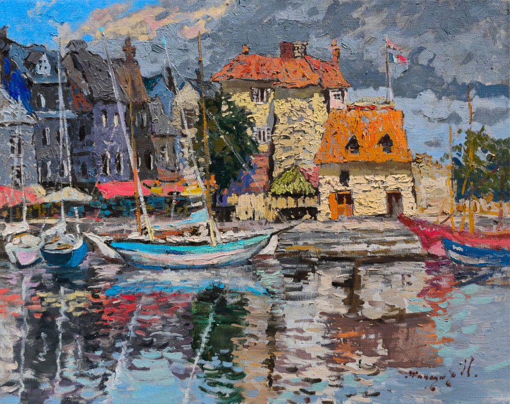 De kleurrijke haven van Honfleur door Alexander Shandor