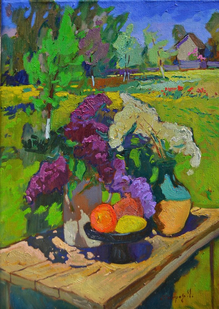 Zonnig seringen-tuinstilleven door Alexander Shandor