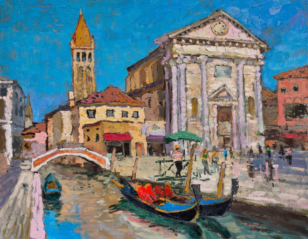De kerk en het kanaal van Venetië door Alexander Shandor