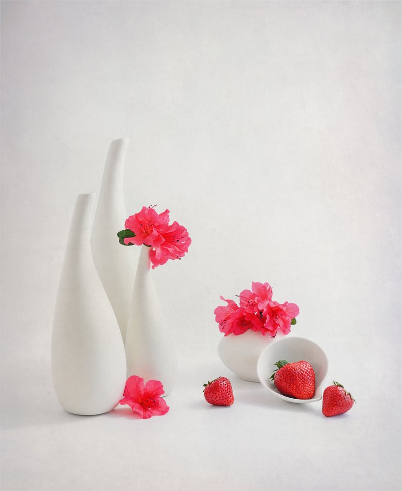 Verse aardbeien Roze bloemen door Alice Sheng
