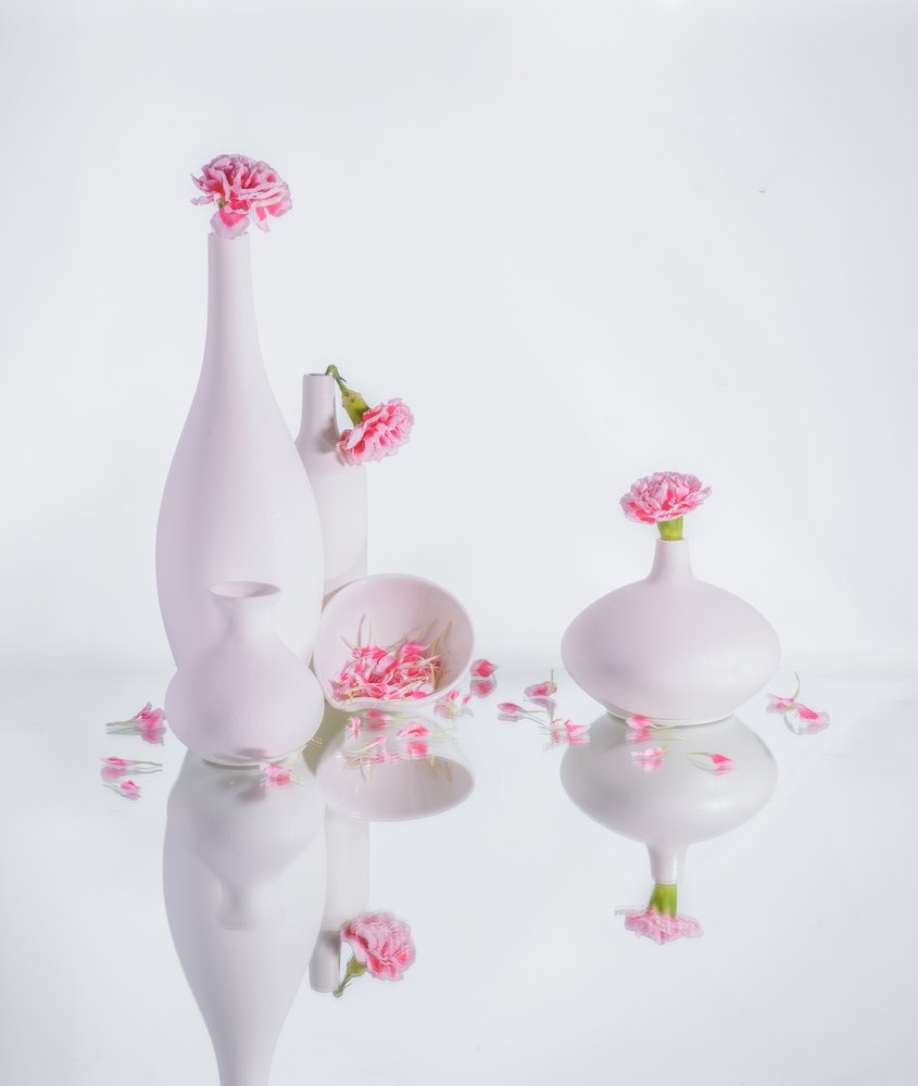 Rustgevende roze vazen door Alice Sheng