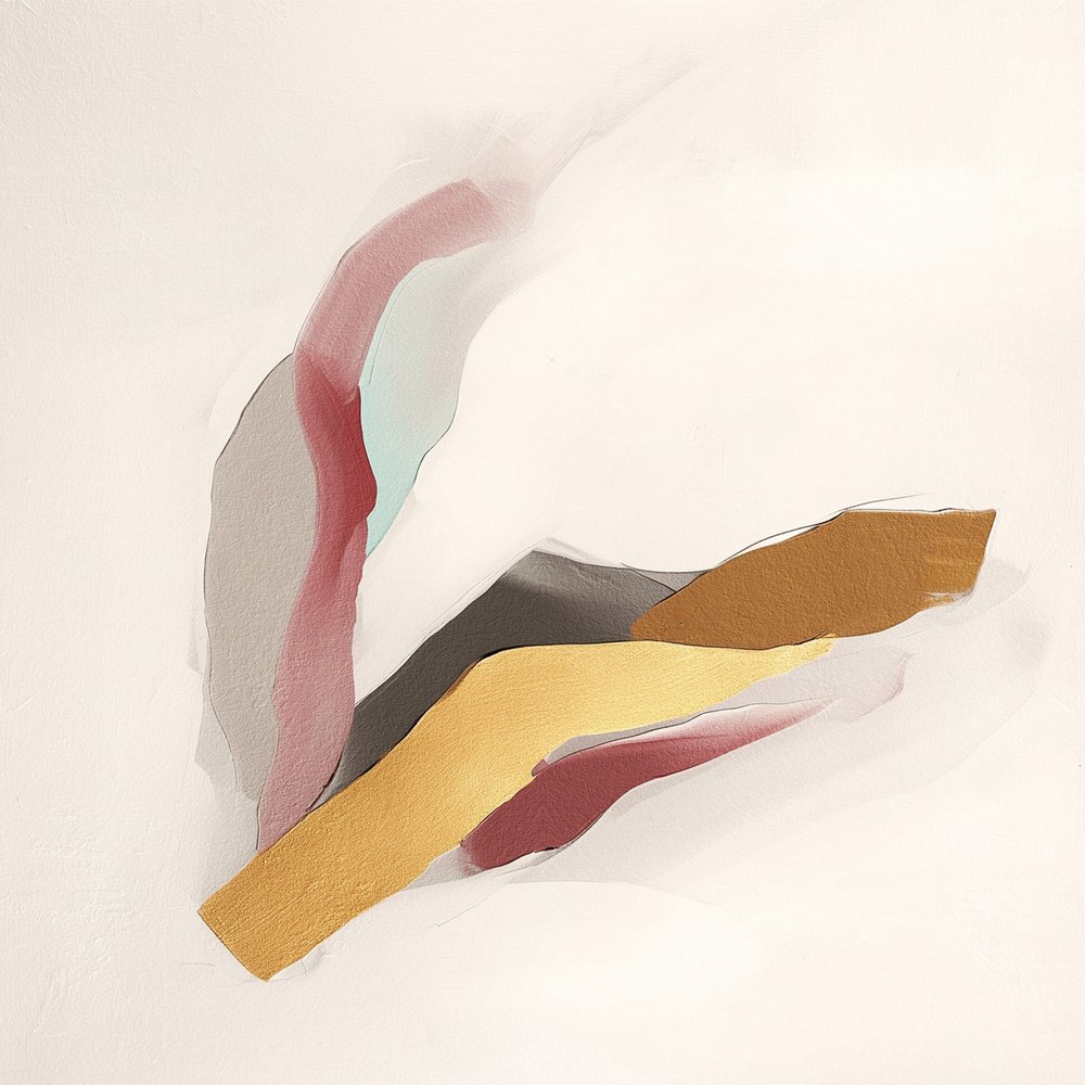 Modern, vloeiend, goudkleurig abstract door Alma