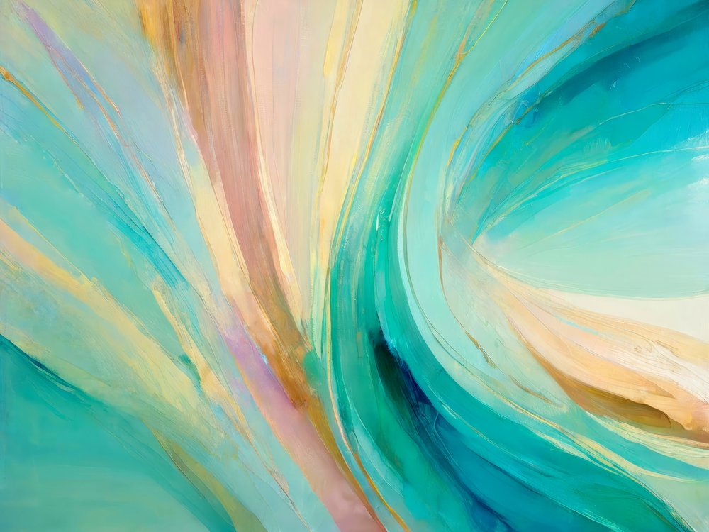 Vloeiend abstracte blauwgroene afbeelding door Alpenglow Workshop
