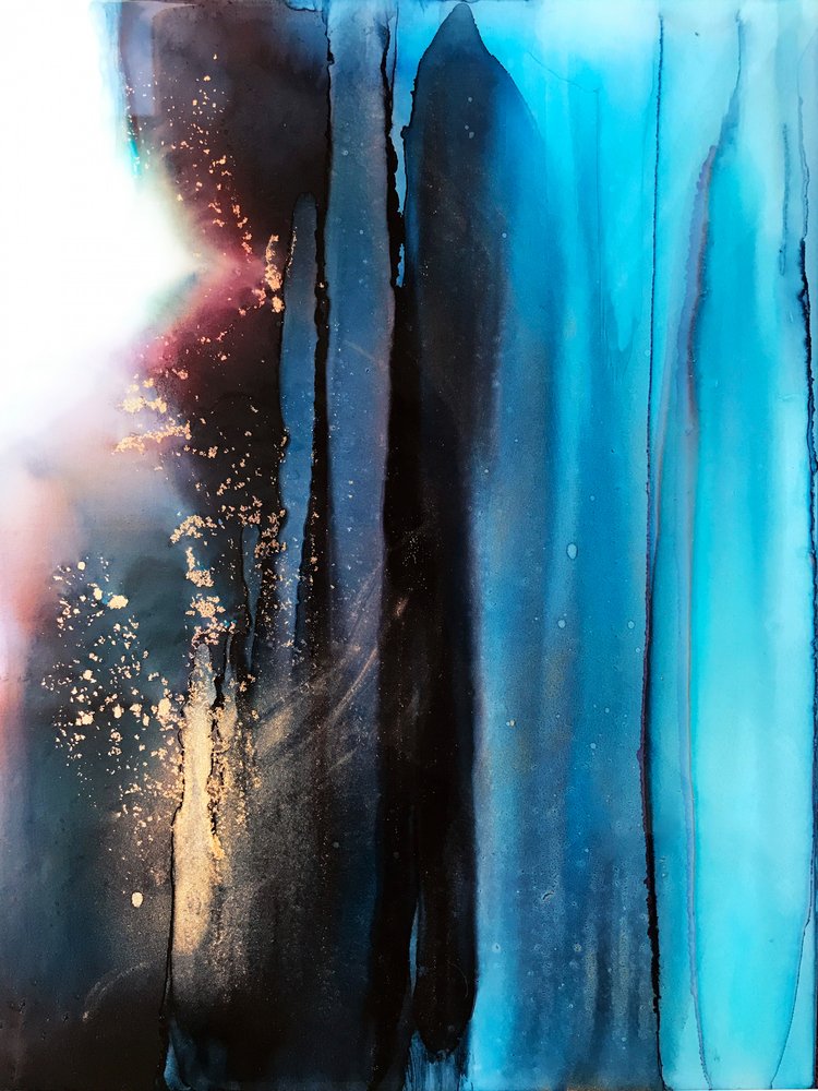 Diepblauwe gouden stroom door Alyson Storms