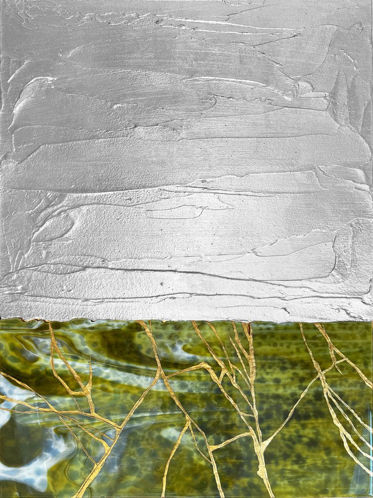 Verguld groen zilver abstract door Alyson Storms