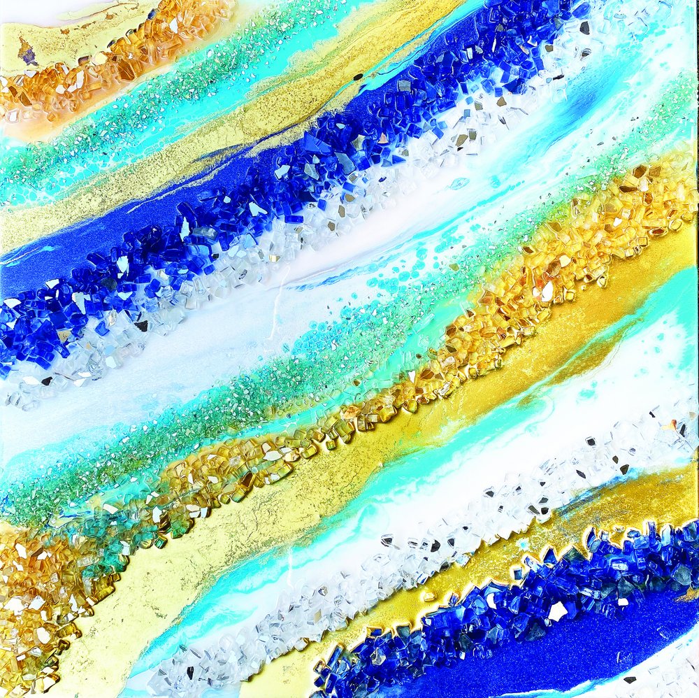 Sprankelende blauw-gouden stroom door Alyson Storms