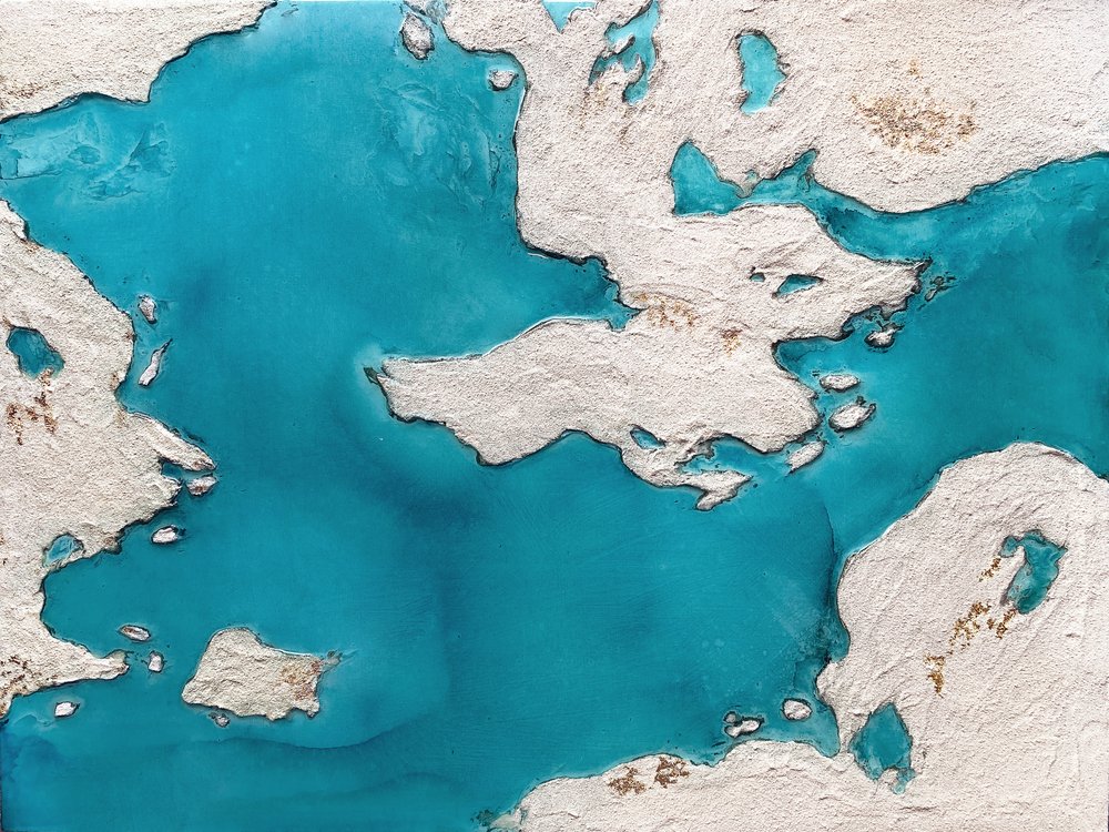 Turkoois kustlandschap (abstract) door Alyson Storms