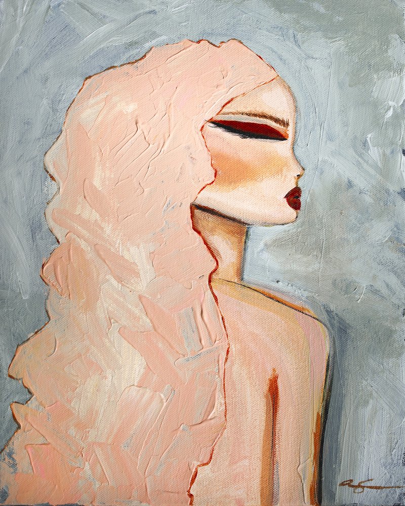 Chique portret met roze haar door Amy Straley