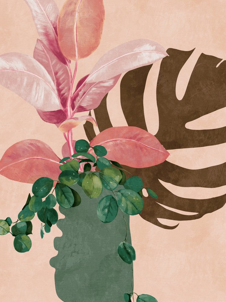 Bladeren Meer 6 Roze door Ana Rut Bre