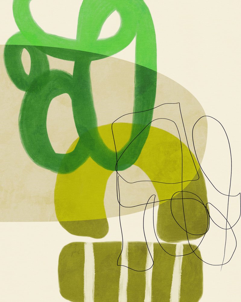 Geschilderde lijnen Groen Bruin 2 exemplaren door Ana Rut Bre