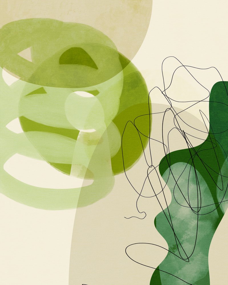 Geschilderde lijnen Groen Bruin 3 Kopie door Ana Rut Bre