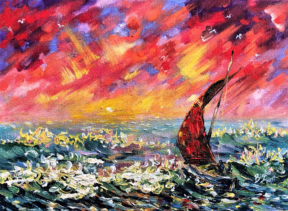Spectaculaire zonsondergang boven de oceaan door Anda Bieza