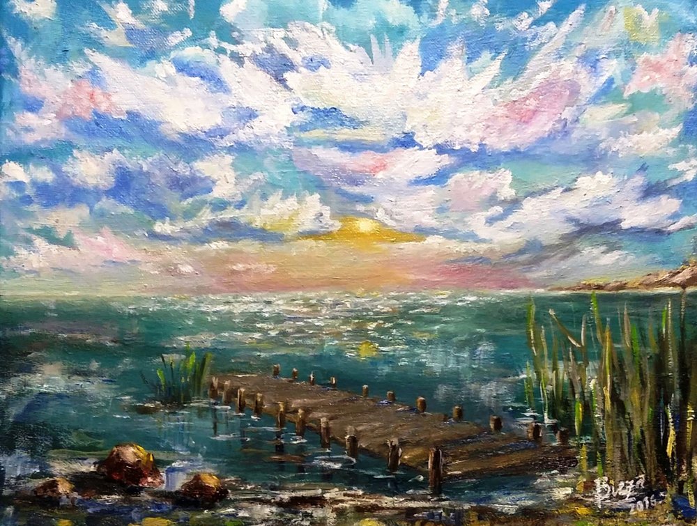 De rustige Sunset Pier door Anda Bieza