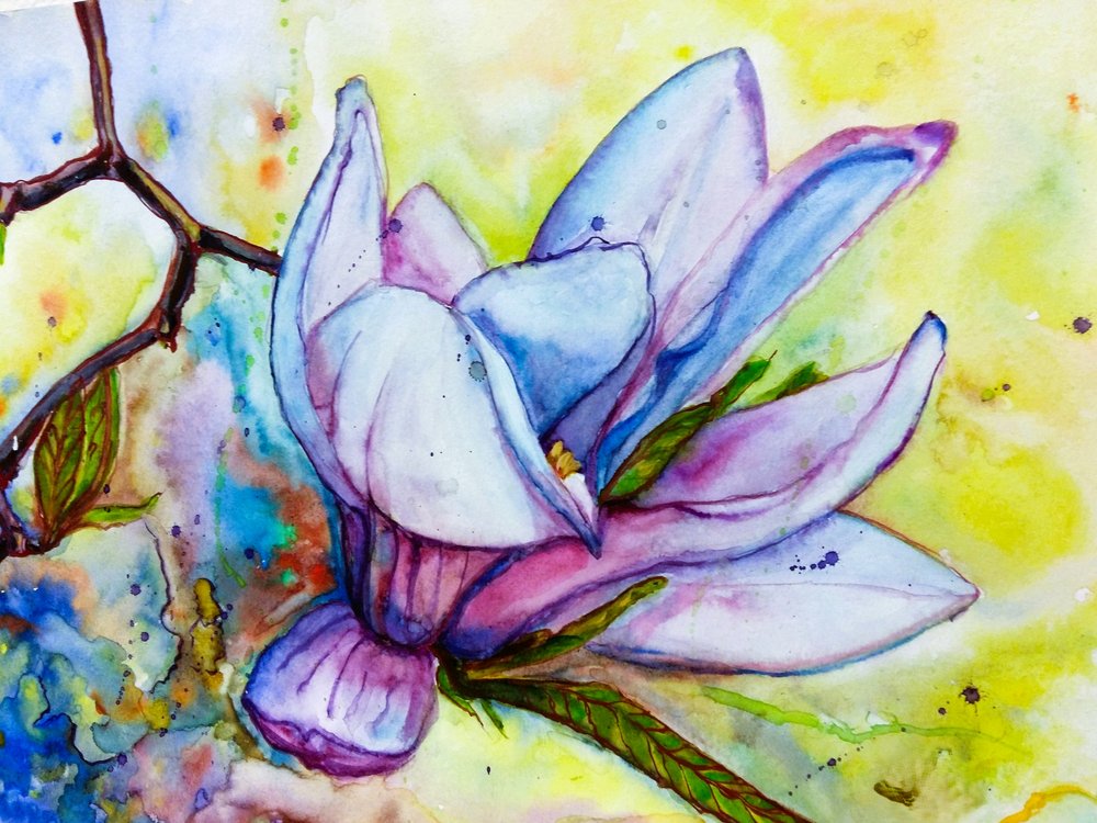 Levendige magnoliabloesem door Anda Bieza