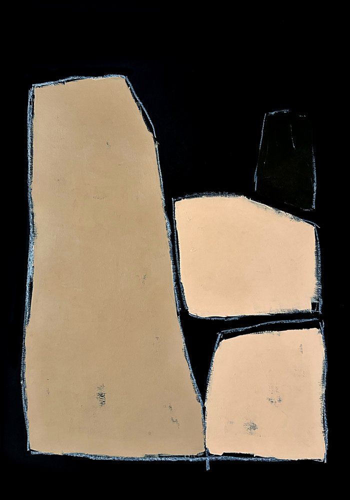 Beige en zwart, abstracte vormen door Andrea Reichhart