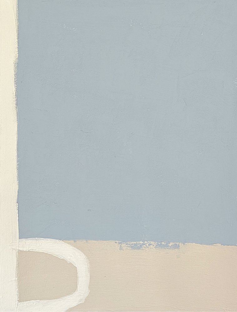 Rustig blauw-beige abstract door Andrea Reichhart