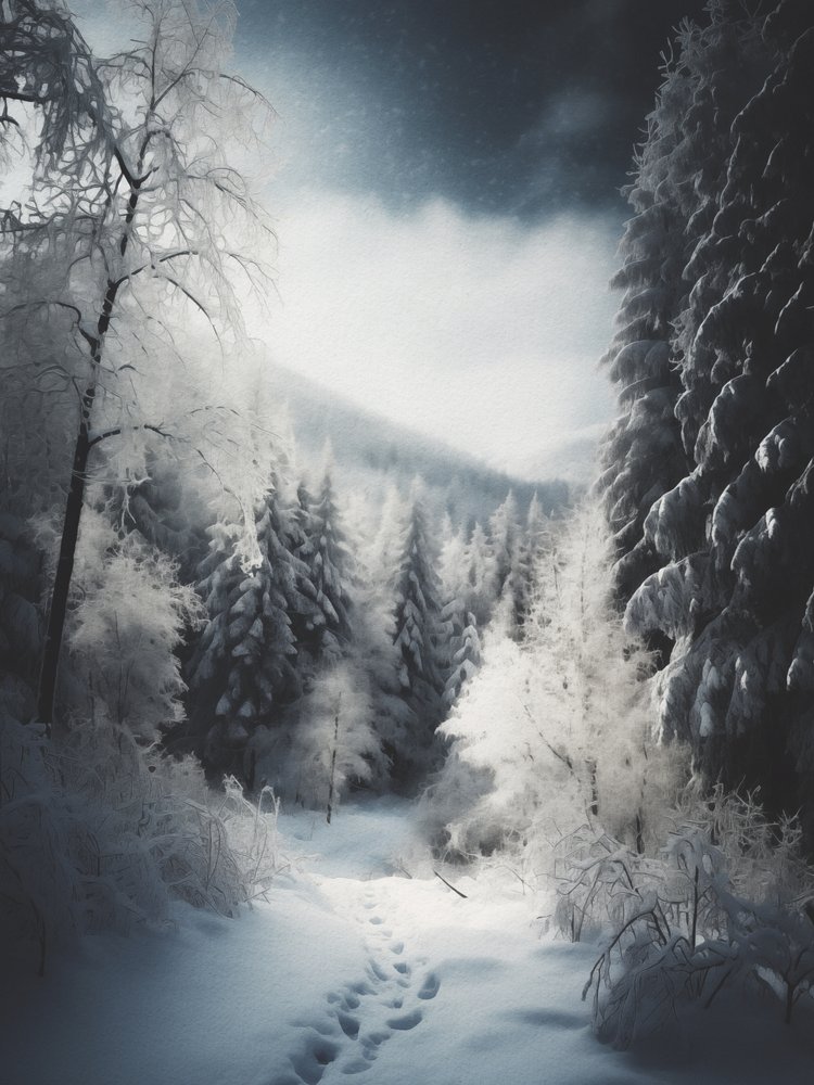 Besneeuwd bospad door Andreas Magnusson