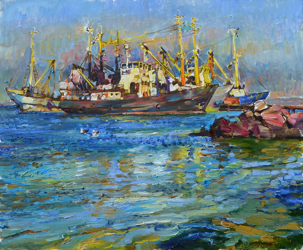 Kleurrijke havenboten door Andrii Kutsachenko