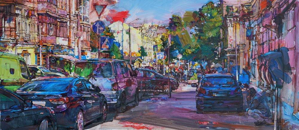 Levendige stadsstraat door Andrii Kutsachenko