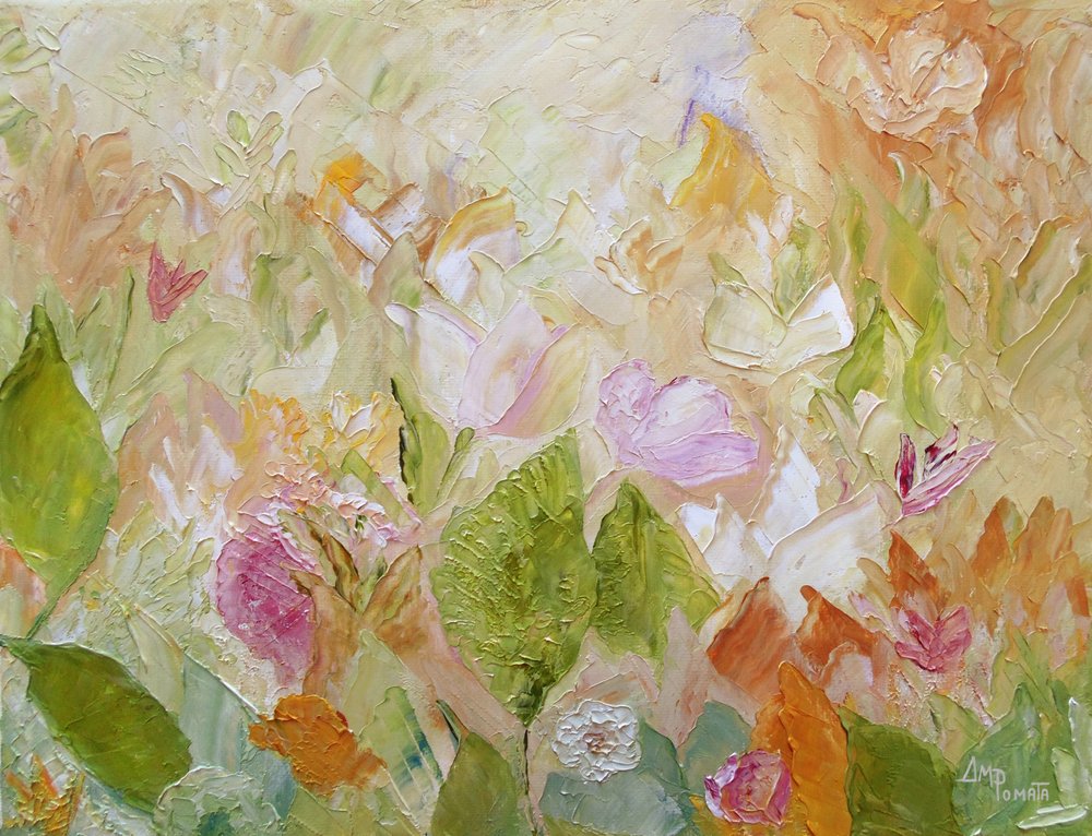 Pastelkleurige bloemen met textuur door Angeles M. Pomata