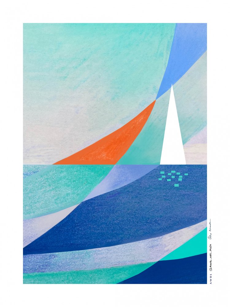 Geometrische zeilboot op de oceaan door Awol Art Alex