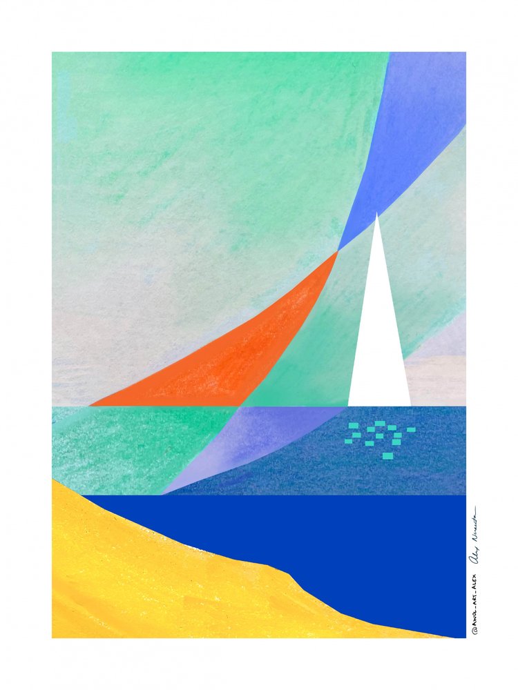 Geometrisch uitzicht op de oceaan door Awol Art Alex