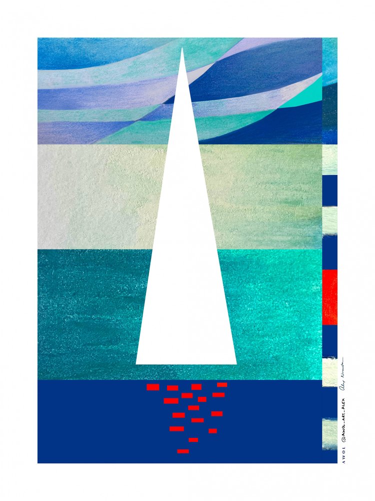 Minimalistische zeiltocht op zee door Awol Art Alex