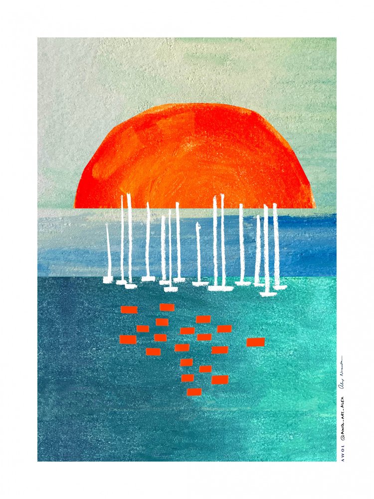Orange Sun Zeilboten door Awol Art Alex