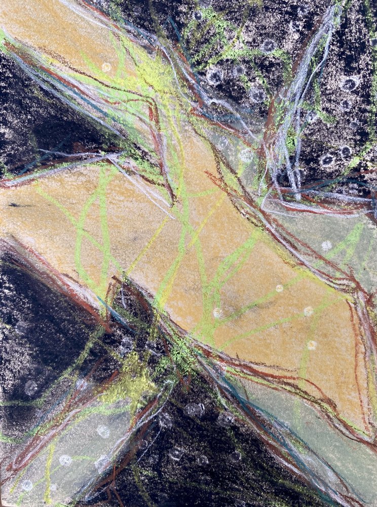 Abstracte gele kruising door Berit Pihl