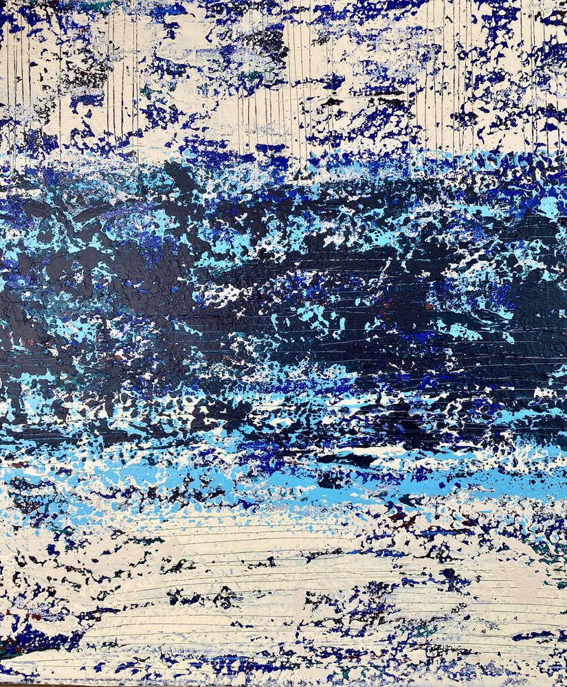 Blauwe golven met textuur door Berit Pihl